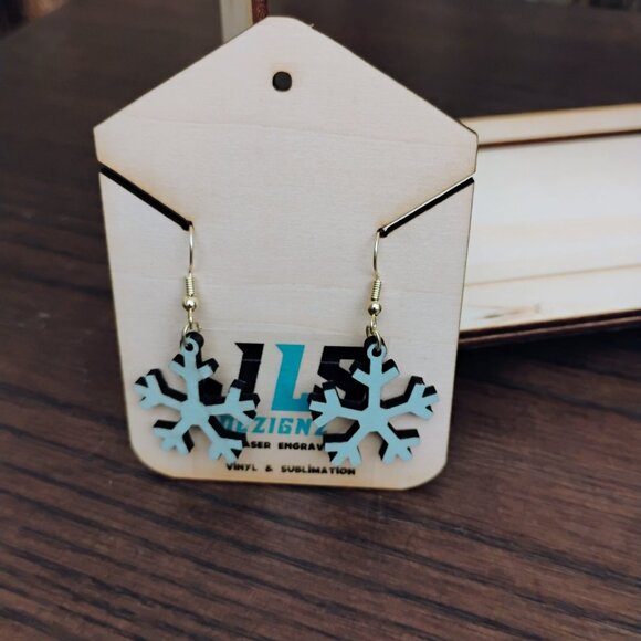 Snowflake Dangle Earrings - Picture 2 of 4